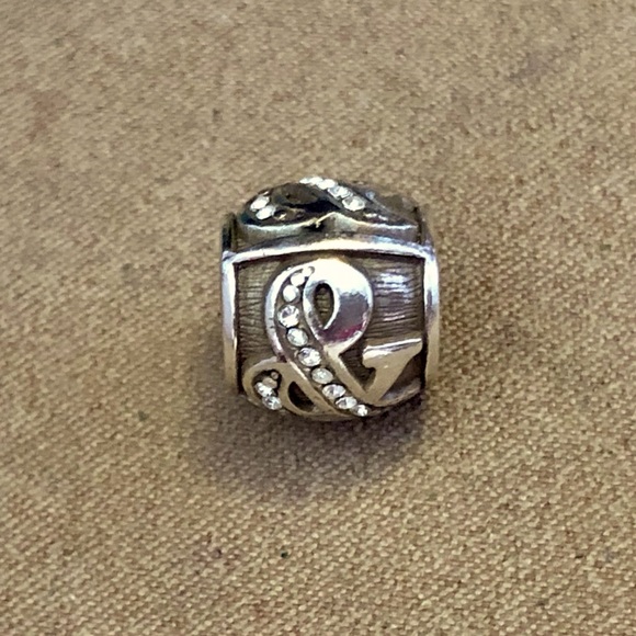 🆕 Brighton Alpha Bead Ampersand (&) symbol Retired Silver with crystals NWOT - Picture 2 of 6